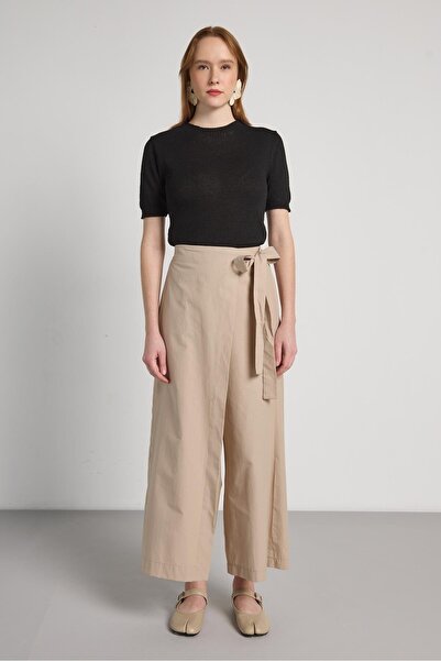 minaaise High Waist Tie-Detail Stone Premium Skirt Look Pantalon 31060