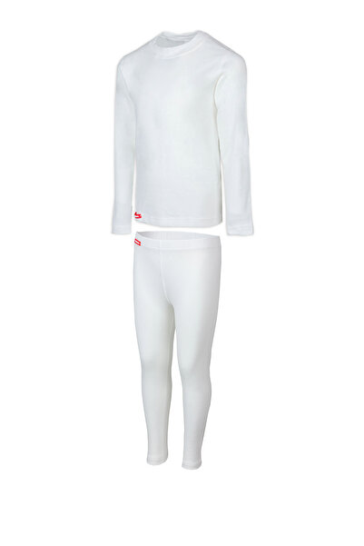BSM طقم بيجامة حرارية بناتي لون أبيض (ثيرمال فيلوفت)