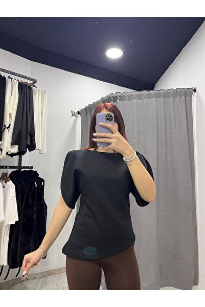 Store Kadın Siyah Vatkalı Omuz Detaylı Bluz