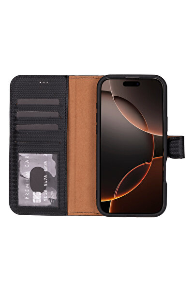Lemonfoni Hakiki Deri iPhone 16 Pro Max Kablosuz Şarj ve MagSafe Uyumlu Cüzda...