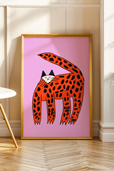 ArtDropsco Leopar Desenli Kedi Figürlü Modern Poster Duvar Dekoru