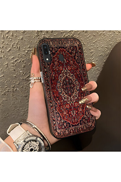 Hontinga حافظة هاتف سامسونج جالاكسي A30 متوافقة مع سجادة كليم منقوش ذات حافة ...