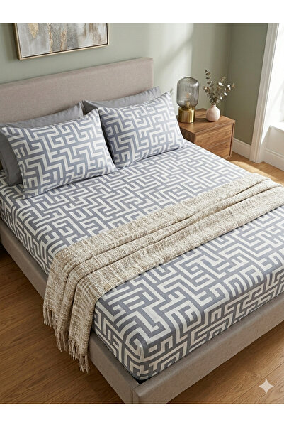 carwen home tekstil Ranfors Cotton Lu Rubberized Ca Bed Sheet Current Gray La...