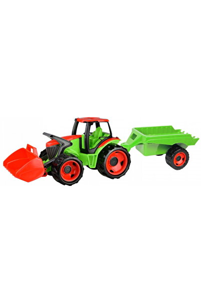 LENA Tractor cu lopată și remorcă roșu-verde