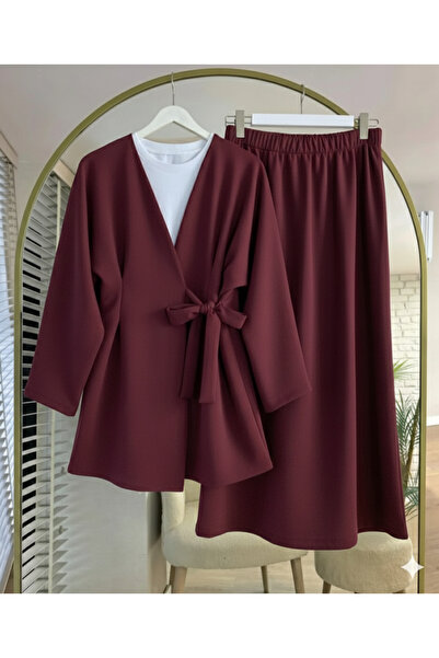 SSDESİNG طقم من قطعتين بتصميم تنورة مفصلة وتفاصيل أنيقة للمحجبات