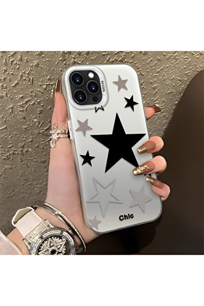 Hontinga iPhone 13 Pro Compatible Stars Patterned Silicone Phone Case Edge Ha...