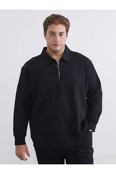 LC Waikiki Men's Sweatshirt with Turn-Down Roba Collar in Plus Size from Uzg ...