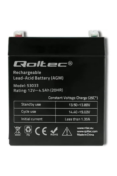 Qoltec AGM 12V 4,5Ah max 1,35A