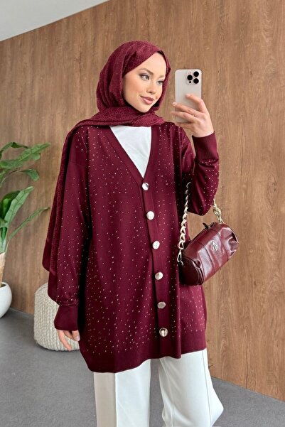Şulemoda Giyim Nepal Stone Cardigan Burgundy