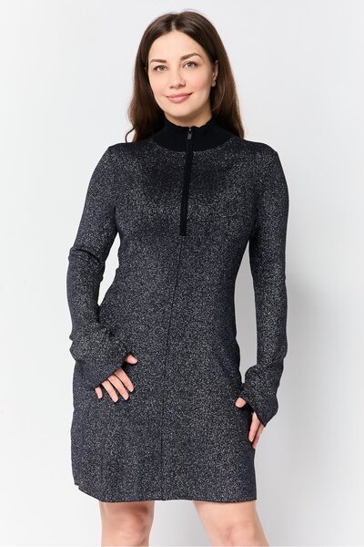 Maje Women Metallic Bodycon Dress, Black