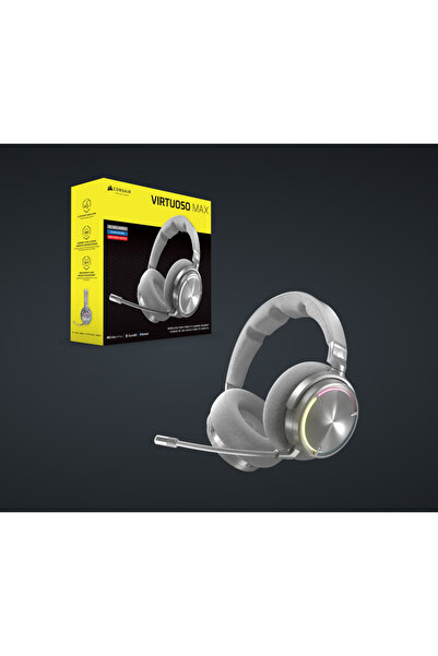 Corsair VIRTUOSO MAX SILVER, Wireless gaming headset, Silver, USB adapter