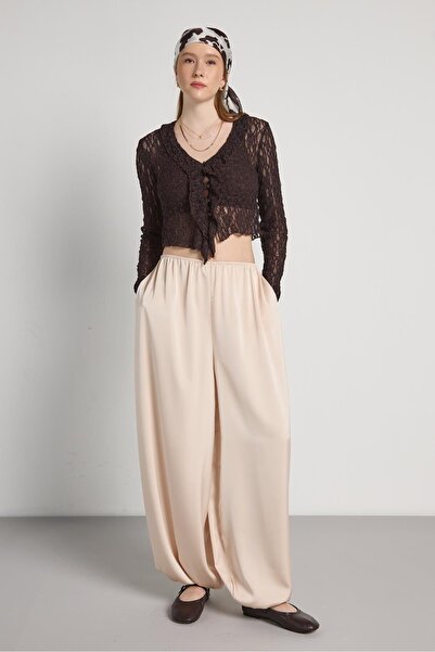 minaaise Women's Stone Satin Shalwar Pantalon 31013