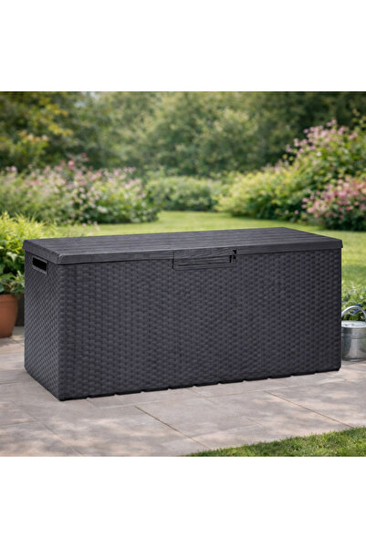 stratecht Portofino Bahçe Depolama Sandığı 340 Lt Antrasit Rattan Desenli Pla...