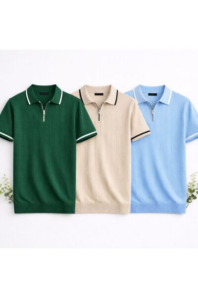 laçin life Pachet de 3 tricouri tricotate pentru bărbați