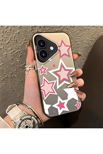 Hontinga iPhone 16 Plus Compatible Colorful Stars Silicone Edge Hard Back Ant...