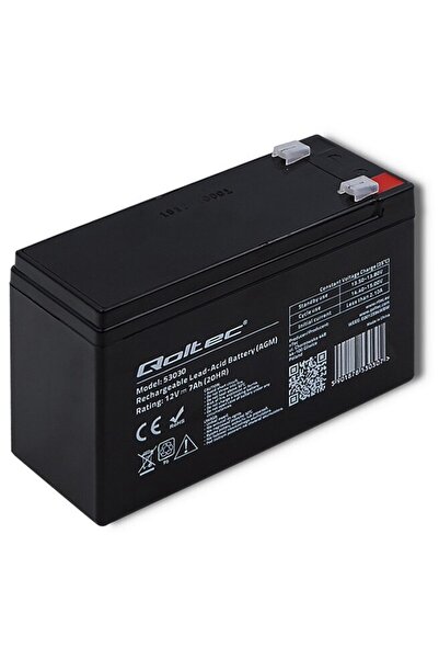 Qoltec 53030 AGM battery | 12V | 7Ah | max 105A