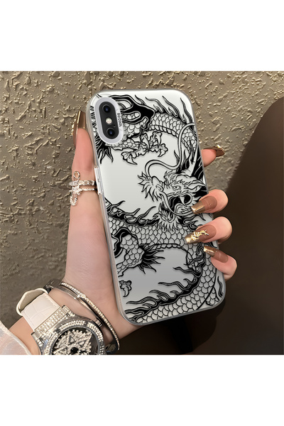 Hontinga iPhone X Compatible Silicone Edge Hard Back Anti-Fall Phone Case Dra...