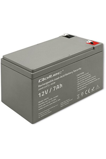 Qoltec 53076 AGM battery | 12V | 7Ah | max. 105A | Security