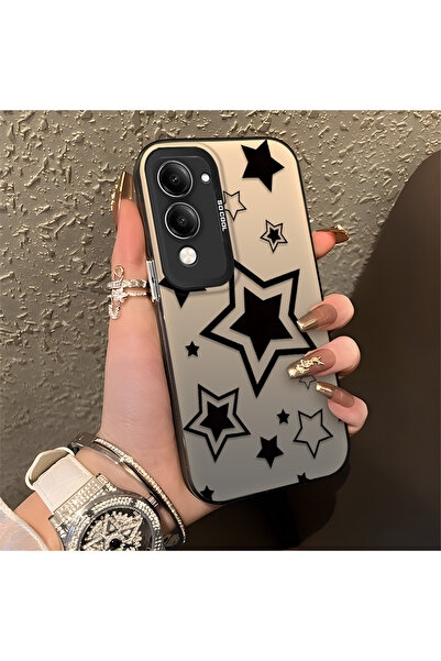 Hontinga حافظة هاتف من السيليكون متوافقة مع Vivo Y04 Stars منقوش ذات حافة خلف...