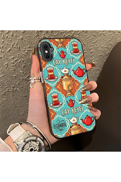 Hontinga iPhone X Compatible Silicone Edge Hard Back Anti-Fall Phone Case Tea...