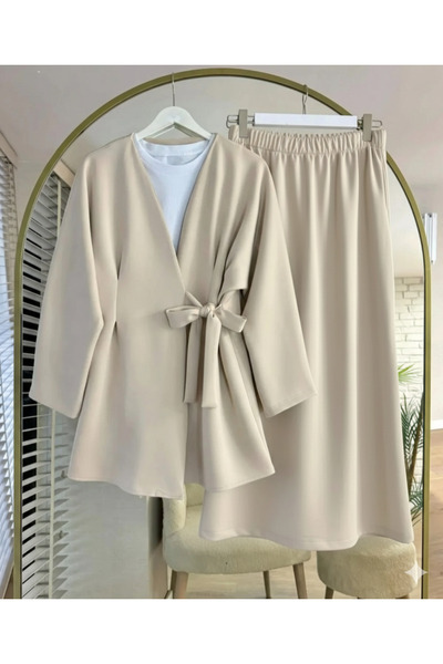 SSDESİNG Pens Detailed Skirted Hijab Two-Piece Set