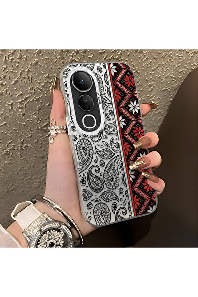 Hontinga حافظة هاتف متوافقة مع Vivo V50 Lite سجادة كليم منقوش ذات حافة من الس...