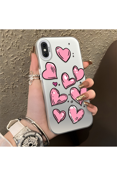 Hontinga iPhone X Compatible Silicone Edge Hard Back Anti-Fall Phone Case Hea...