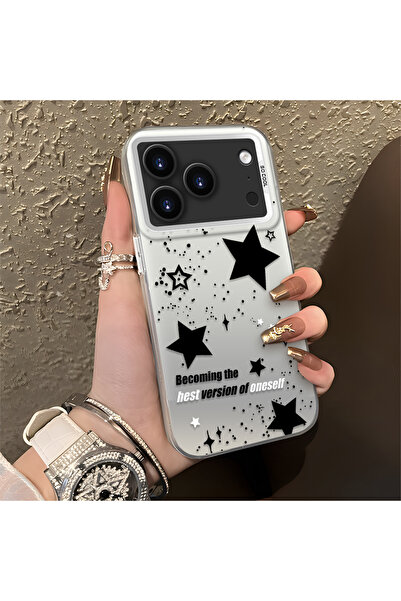 Hontinga iPhone 17 Pro Compatible Stars Patterned Silicone Edge Hard Back Ant...