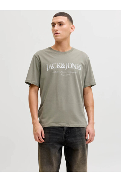 Jack & Jones Jjdevın Daytona Prınt Tee Gri Erkek T-Shirt 12290173