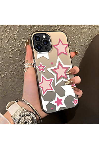 Hontinga iPhone 12 Pro Max Compatible Colorful Stars Silicone Edge Hard Back ...