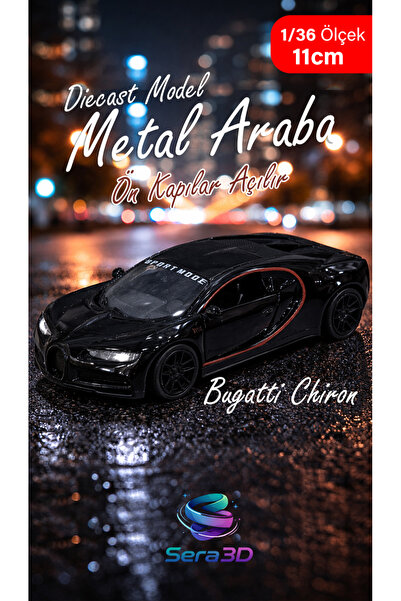 sera3d Bugatti Chiron 1:36 Diecast Metal Model Araba Çekbırak