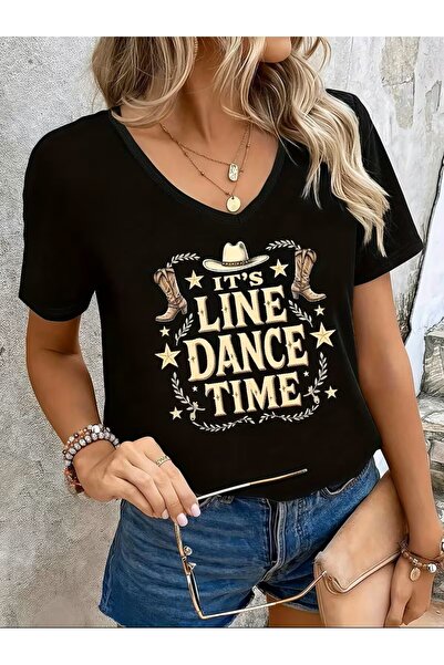 yombaa με τύπωμα T-shirt, κοντομάνικο με λαιμόκοψη σε σχήμα V, καθημερινό τοπ...