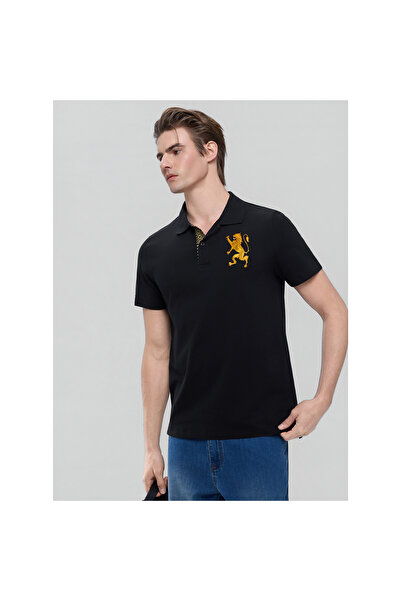 Giordano Men’s Cotton Pique Polo with 3D Lion Embroidery