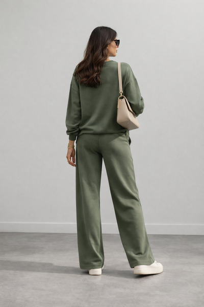 LEONE KOLEKSİYON Set top și pantaloni pentru femei, Modal Luxe, verde