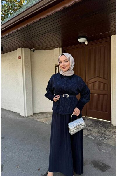 NevaMar Silk Cupra D Patterned Skirt Suit