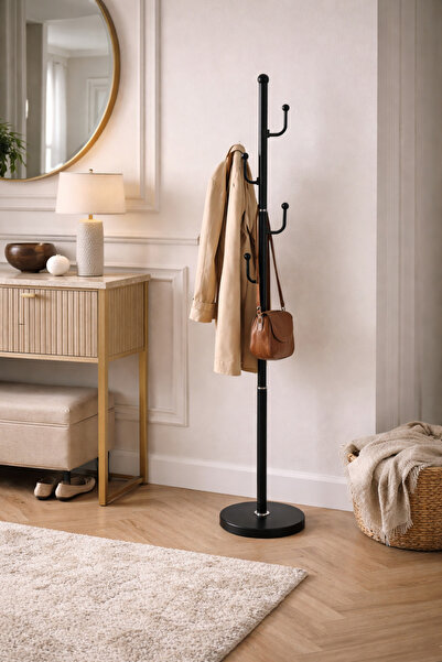 TrentonGCC Slim Black Coat Rack Stand 178cm Freestanding Clothes Hanger Tree ...