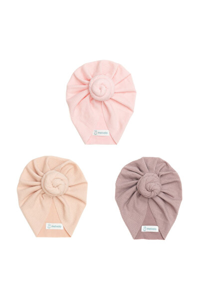 melvelo Turban Donut Baby, set 3 buc., bumbac, Melvelo, frânghie - roz, crem ...