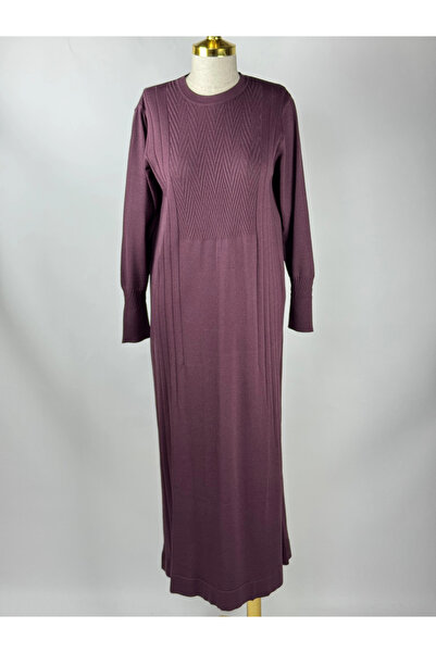 Nuss Bordo Renk Triko Elbise