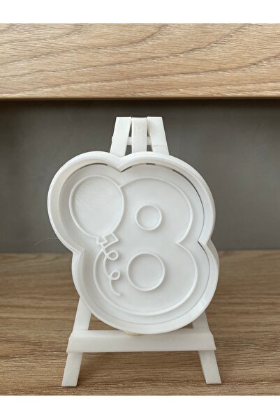 Filkorium3D 8 Year Old Birthday Cookie Mold and Stamp - Number 8 with Balloon