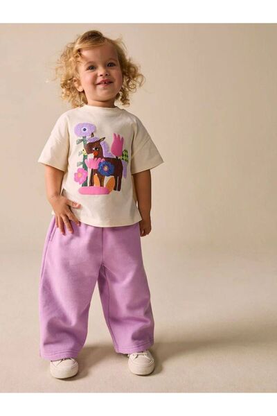 Aselin Kids Girl's Cotton Piece Set with Strainer Detail Printed T-Shirt Wide...