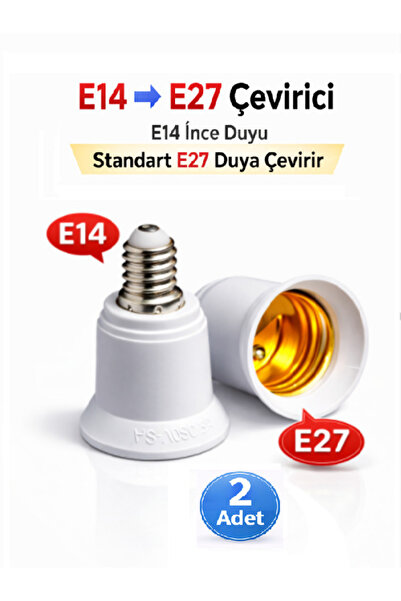 Vwin E14 Duy’dan E27 ye Çevirici Duy E14 Küçük Mum Duy’u Standart E27 Duy’a Ç...