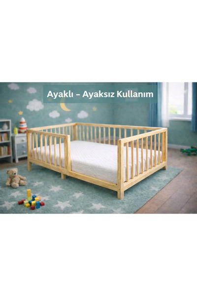 SRKYHOME CONSEPT MODÜLER 60CM BARİYERLİ AYAKLI-AYAKSIZ MONTESSORİ BEBEK VE ÇO...