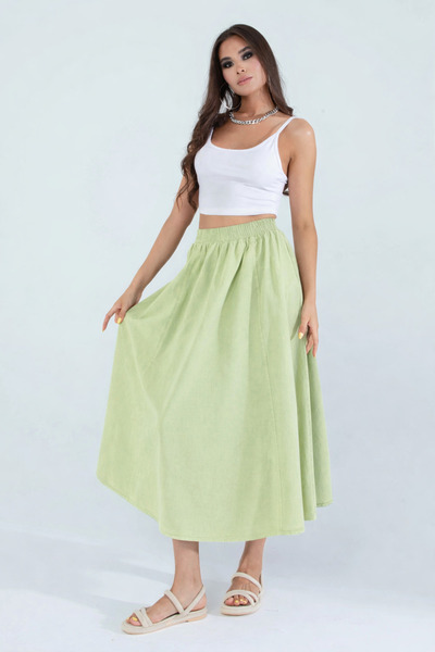 Suzella تنورة نسائية على شكل حرف A بخصر مرتفع وجيوب وتصميم واسع - مصنوعة من ا...