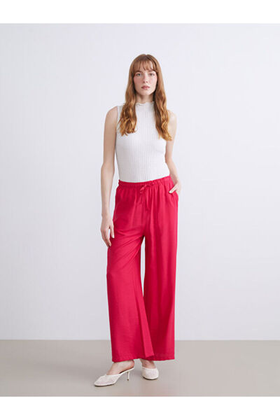 LC Waikiki Rmz Gi̇yi̇m Farkiyla Women's Linen Look Trousers with Waist Cord