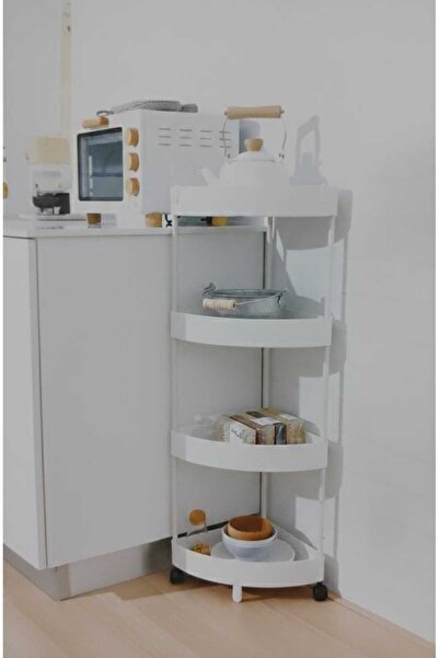 TrentonGCC رف تخزين زاوية بأربعة أرفف مزود بعجلات، مقاس 900 × 364 مم، رف منظم...