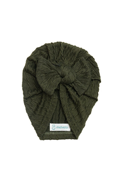 melvelo Turban pentru bebeluși cu fundă, bumbac, Tricotaj - Verde închis 0-4 ani