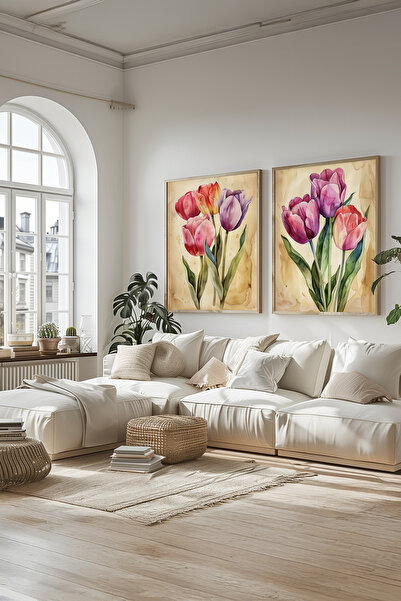 STARYUNA Wooden Framed Double Painting Set with River and Forest Views Yuna578