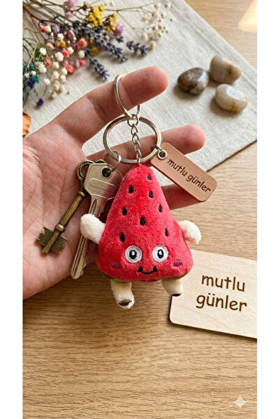 Şirin Sevimli Karakter Figürlü Peluş Meyve ve Sebze Anahtarlık - Yumuşak Çant...