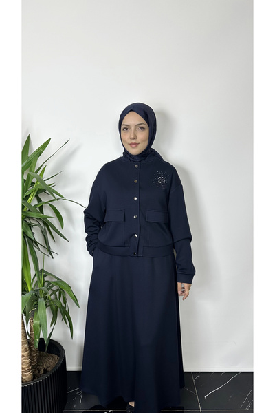 Nuss Lacivert Renk Etekli Takım