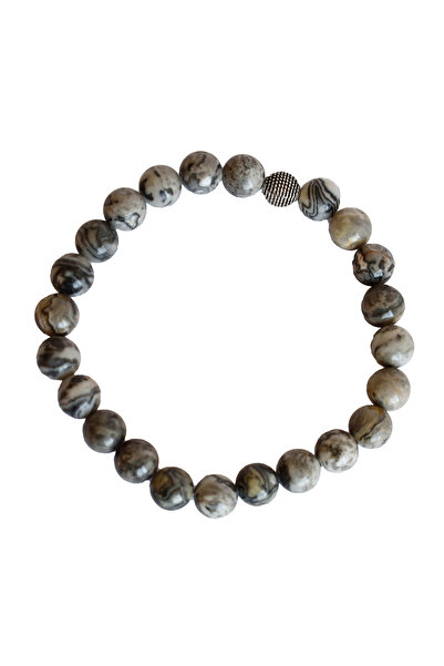 taru pasaj Gray Jasper Natural Stone Bracelet – Stress Reducer & Balance Ston...